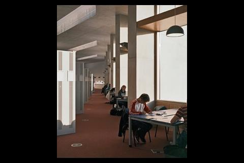 South-facing, concrete-lined study bays allow students privacy and light